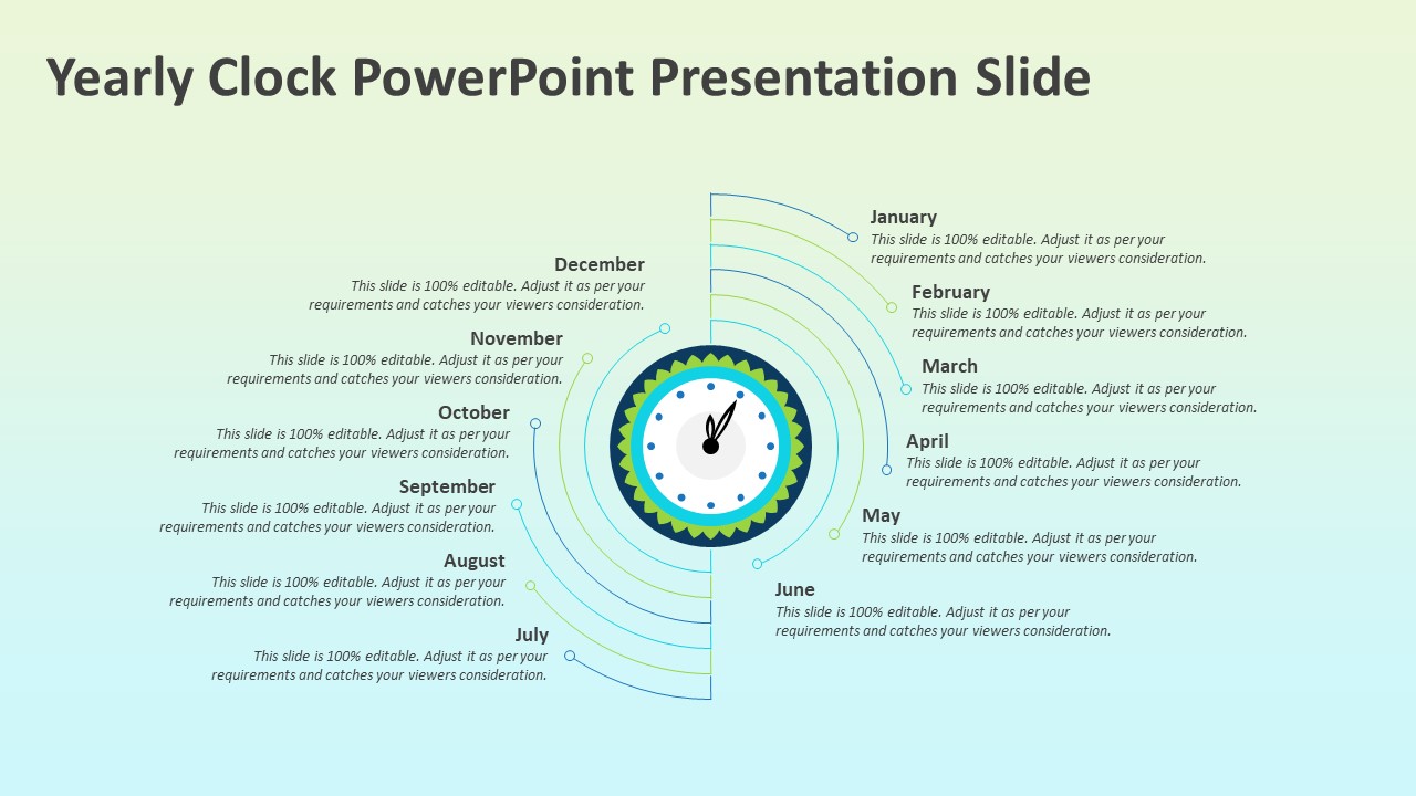 Yearly Clock PowerPoint Presentation Slide | PPT Templates