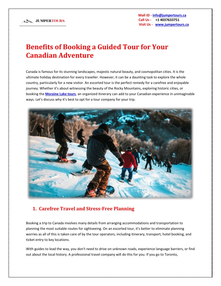PPT - Benefits of Booking a Guided Tour for Your Canadian Adventure PowerPoint Presentation - ID:14162224