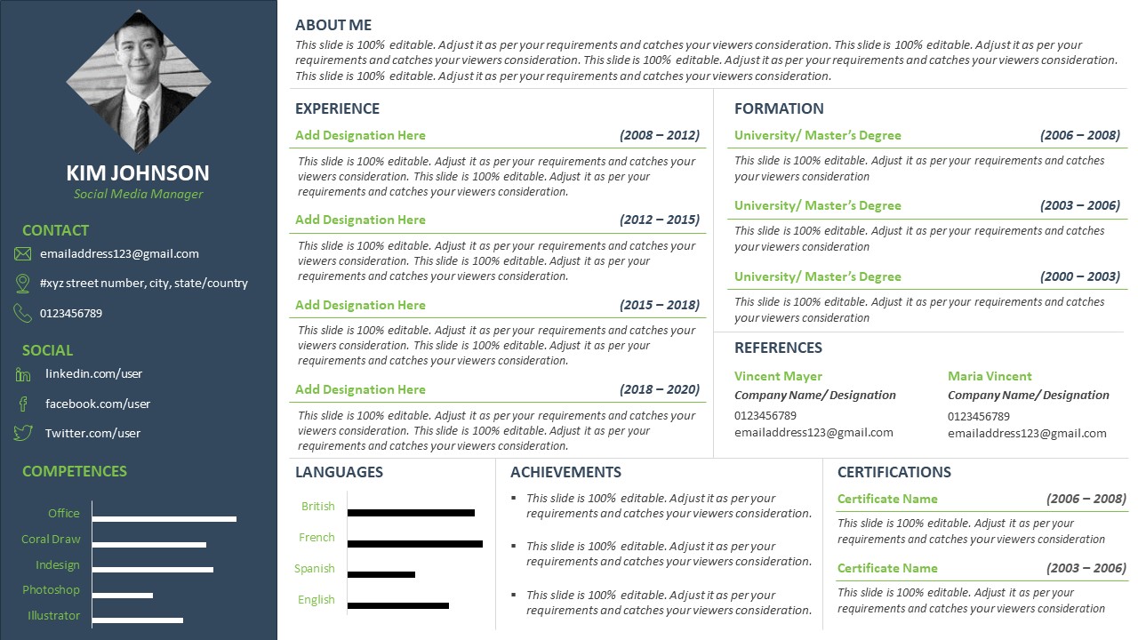 Curriculum Vitae Layout PowerPoint Template | PPT Templates