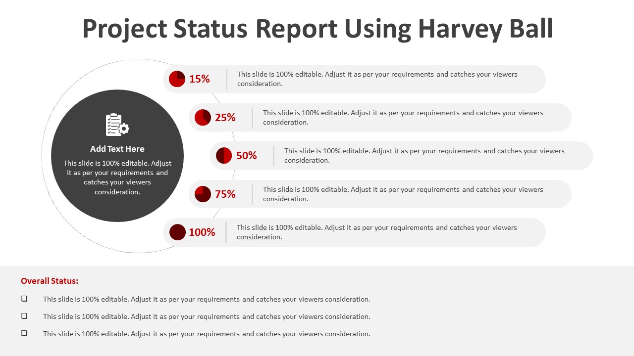 Project Status Report Using Harvey Ball PowerPoint Template | PPT Slides