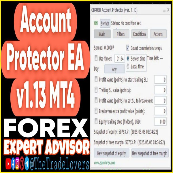Account Protector EA v1.13 MT4 (Works on Build 1441+) | Forex Robot | MT4 Expert Advisor - The Trade Lovers