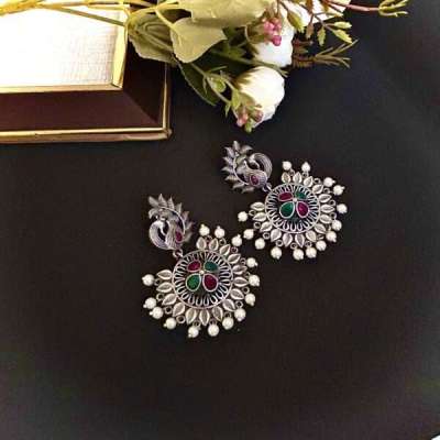 Danglers Oxidised Antique Earrings with Pearls – Vintage Ethnic Jewellery Profile Picture