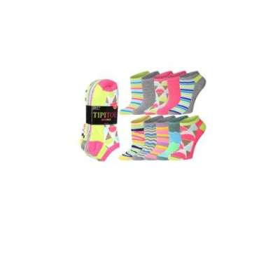 Tipi Toe Women's 10 Pairs Neon Zigstripe Pattern & Mix Colors For Vibrant Style Low Cut/No  Profile Picture