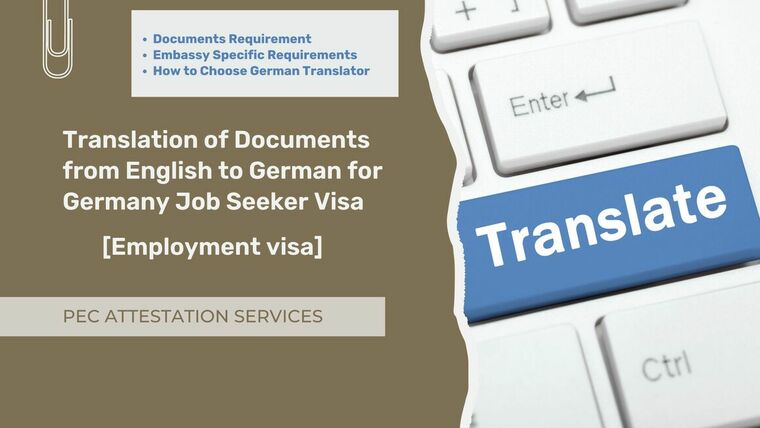 Translation of Documents from English to German for Germany Job Seeker Visa | PEC