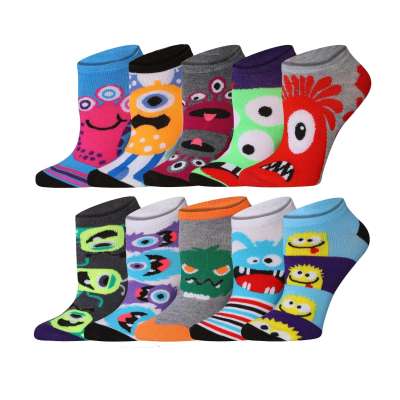 Tipi Toe Women's 10 Pairs Cute Monster Faces Pattern & Mix Colors For Vibrant Style Low Cut Profile Picture